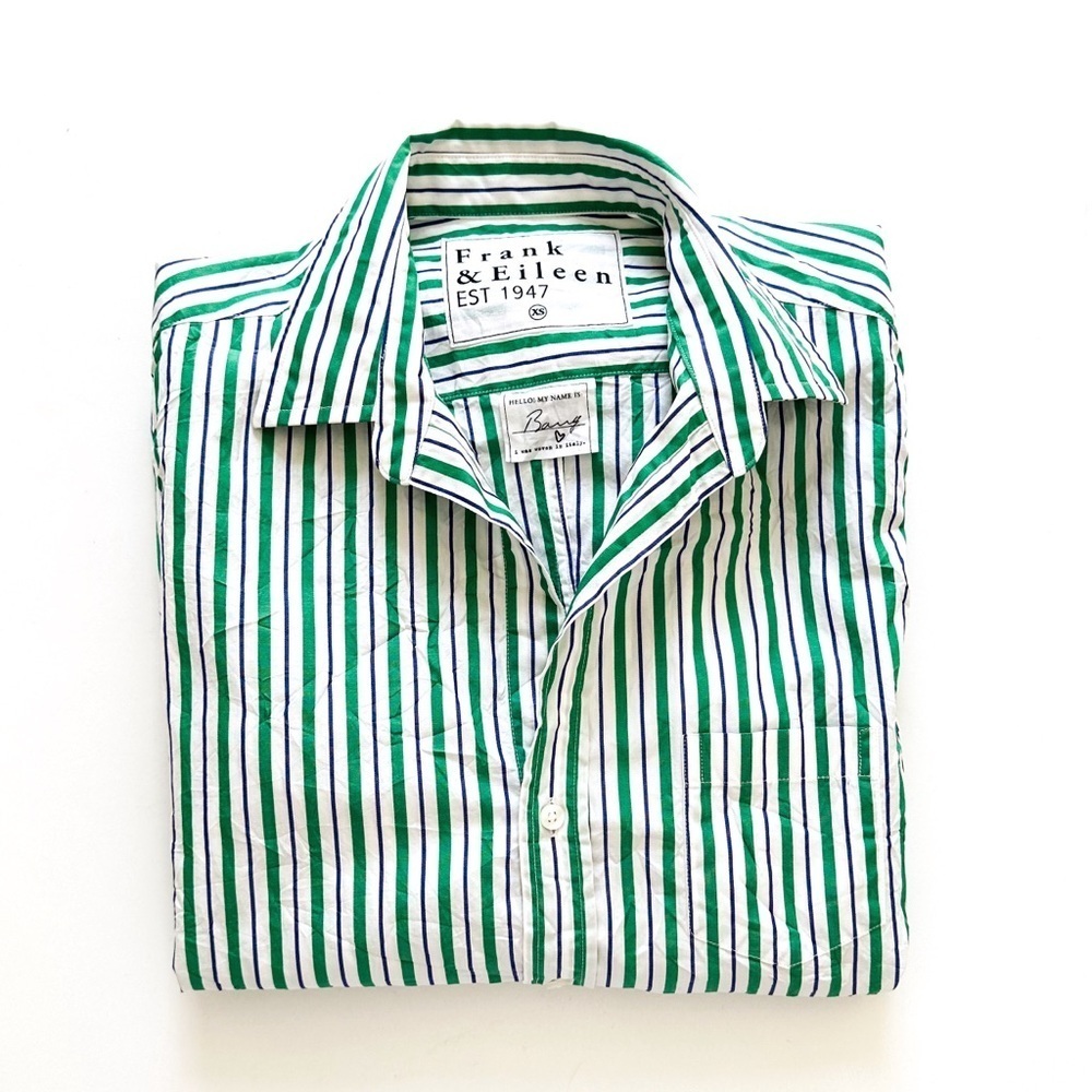 Frank & Eileen Barry Striped Crinkle Button-down XS